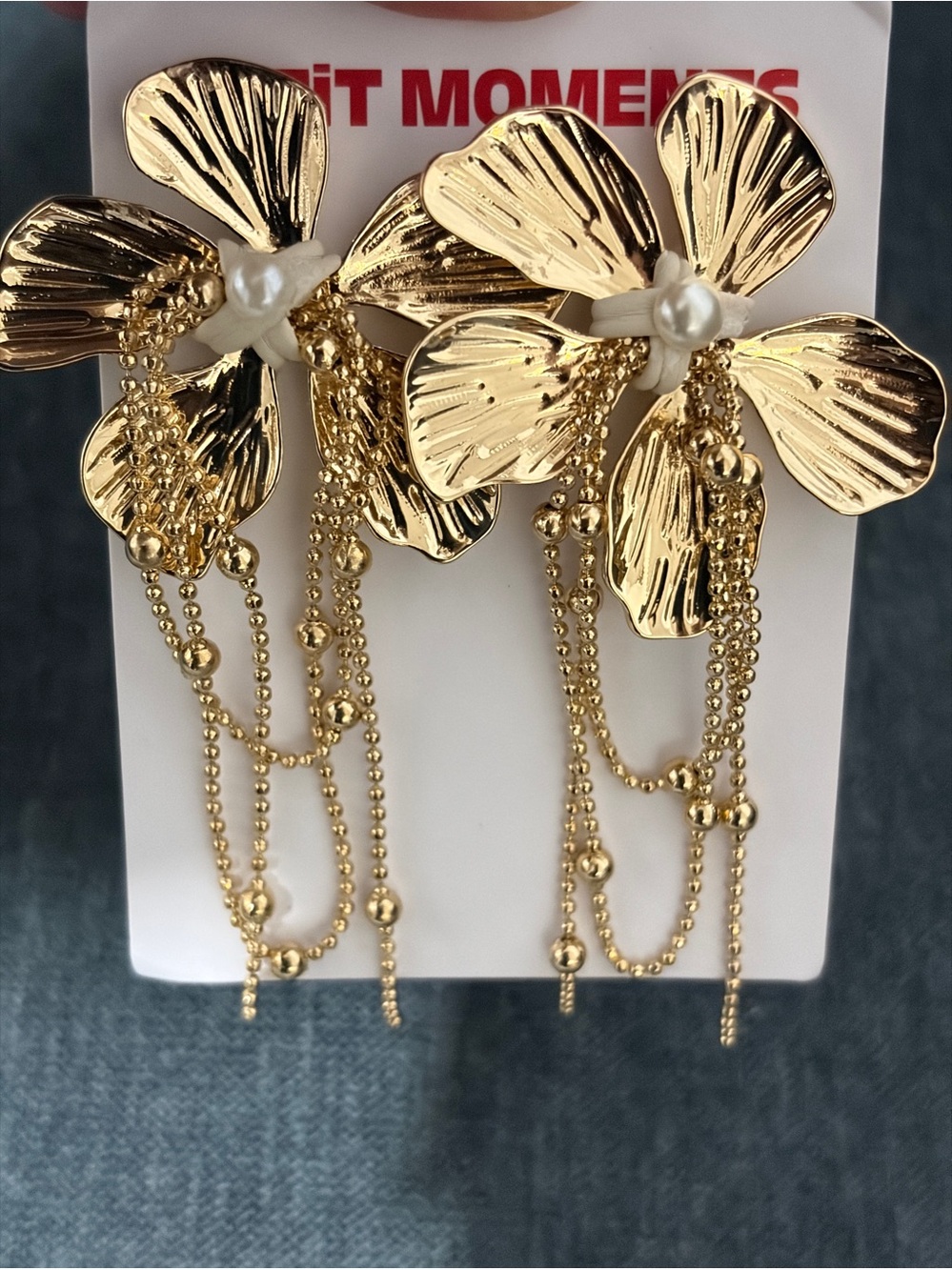 NWT CASPIAN Flower EARRINGS LITTLE MOMENTS with Pearl Accent